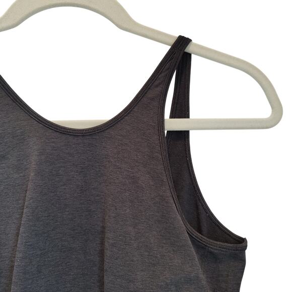 Lululemon Women's Dark Charcoal Grey Tank Top Ruched Sides Low Back Fitted - Picture 2 of 5